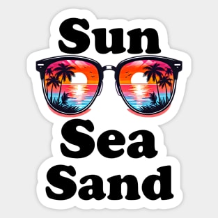 Sun, sea, sand, summer vacation design for bright colors Sticker